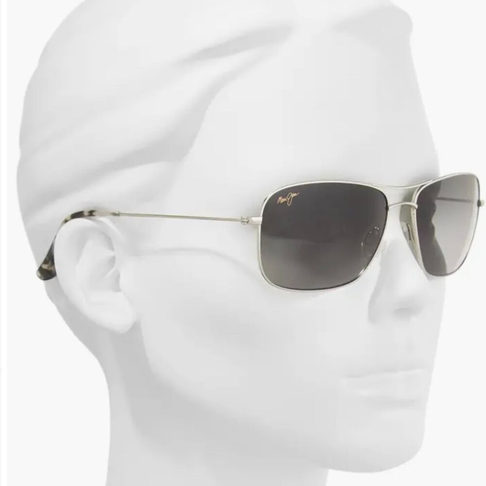 Maui Jim Wiki Wiki Polarized Aviator Sunglasses - Silver/Neutral Grey Lens - Picture 6 of 8
